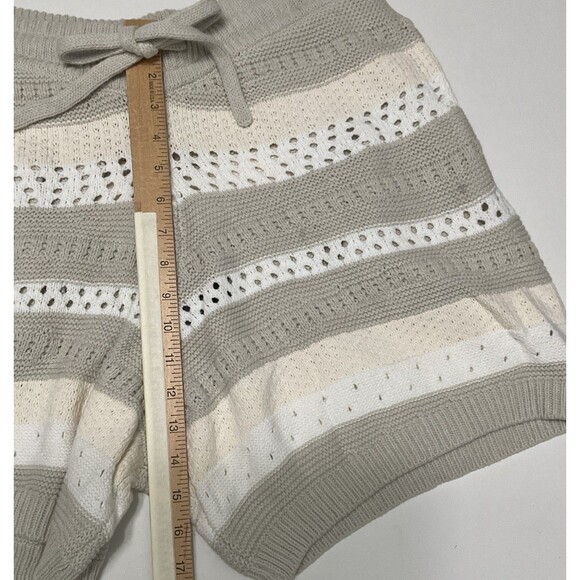 Twenty Montreal Large - XL Shorts Wave Striped Crochet Ivory Taupe Unisex NWT - Picture 8 of 11